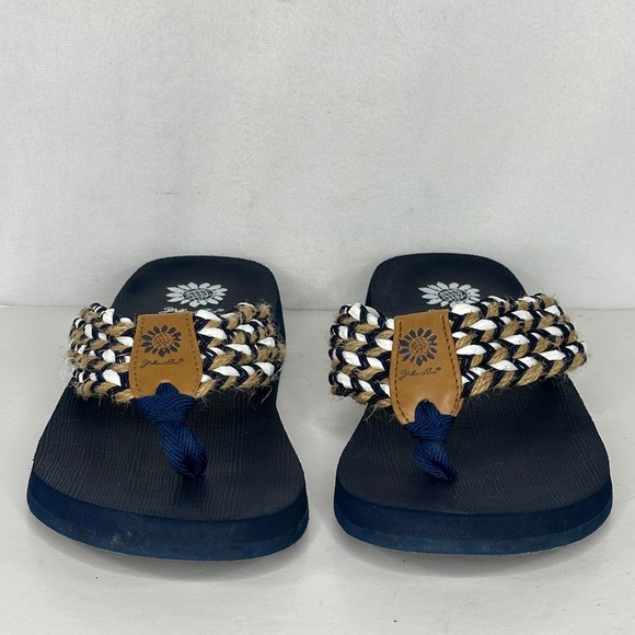 Yellow Box Fida Flip Flops Navy Wide Strap Sandals Boho Sz 10 - Picture 3 of 9